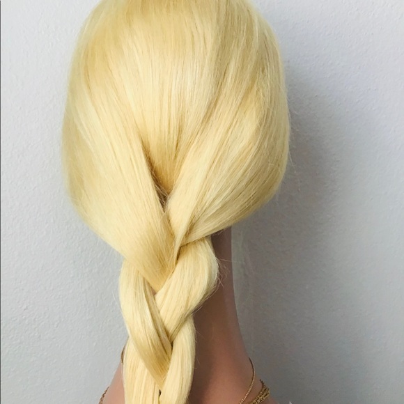 Human Wigs Lace Closer Honey Blonde Straight 150 Density 4x4 Gold 613 20-Inch - Picture 11 of 11